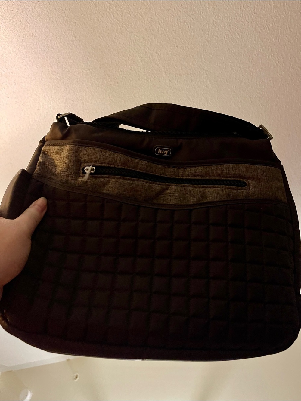 Lug Aeriel Corasbody Quilted Bag in Dark Brown